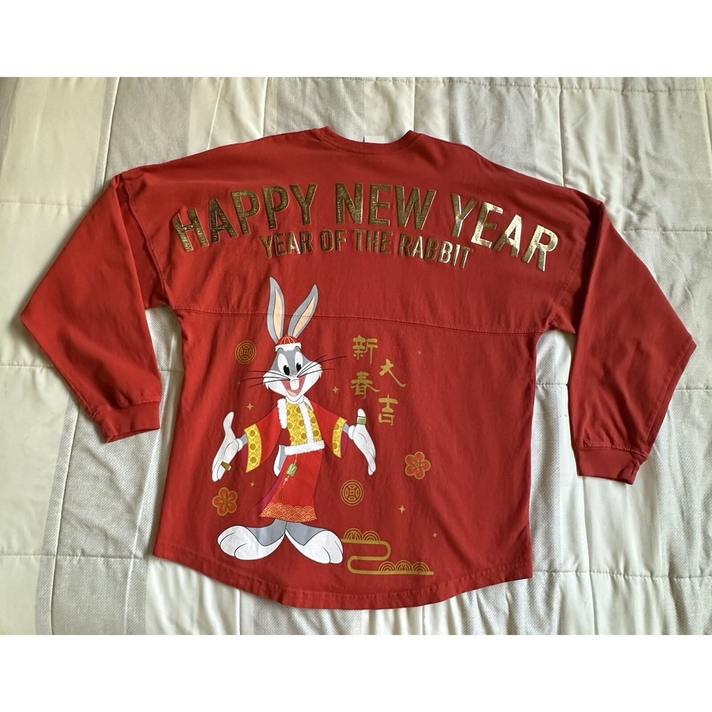 Chinese year of the rabbit WB Bugs Bunny shirt Long Sleeve Spirit‎ Jersey Red S